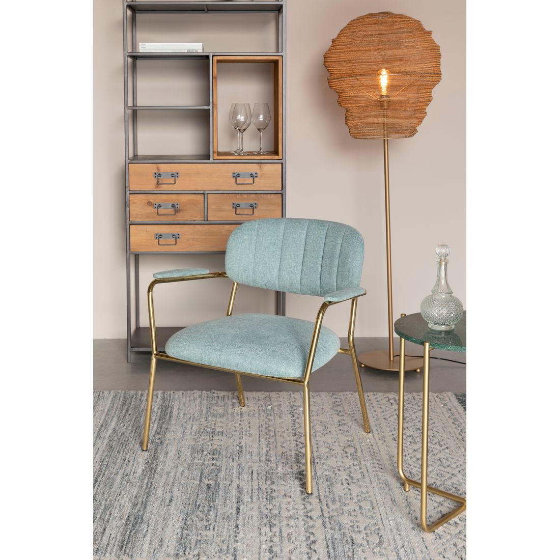 White Label Living Vloerlamp Lena Messing