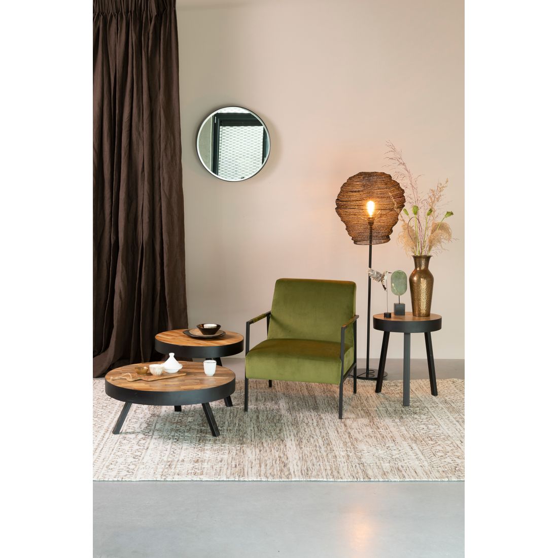 White Label Living Vloerlamp Lena Zwart