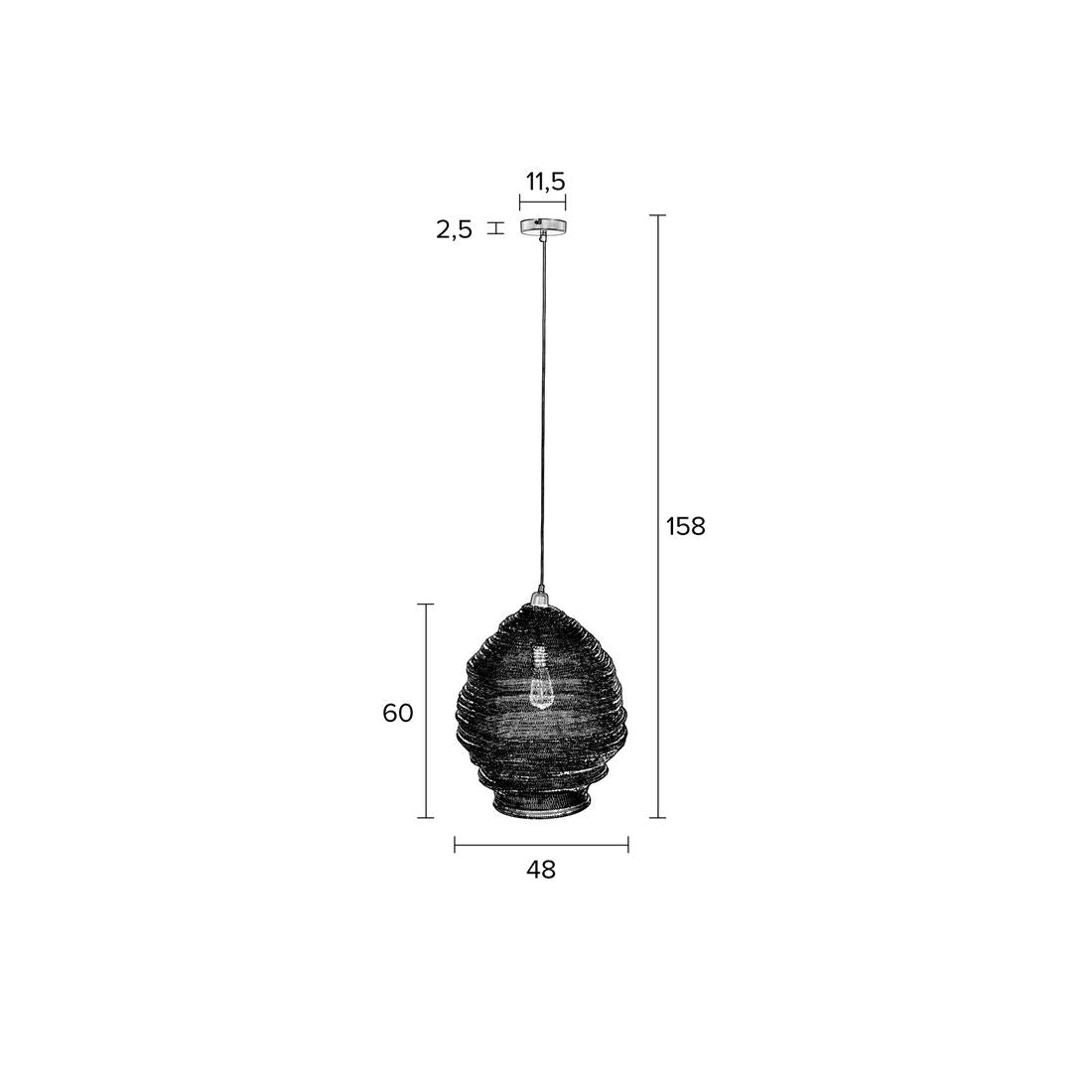 White Label Living Hanglamp Lena Zwart L