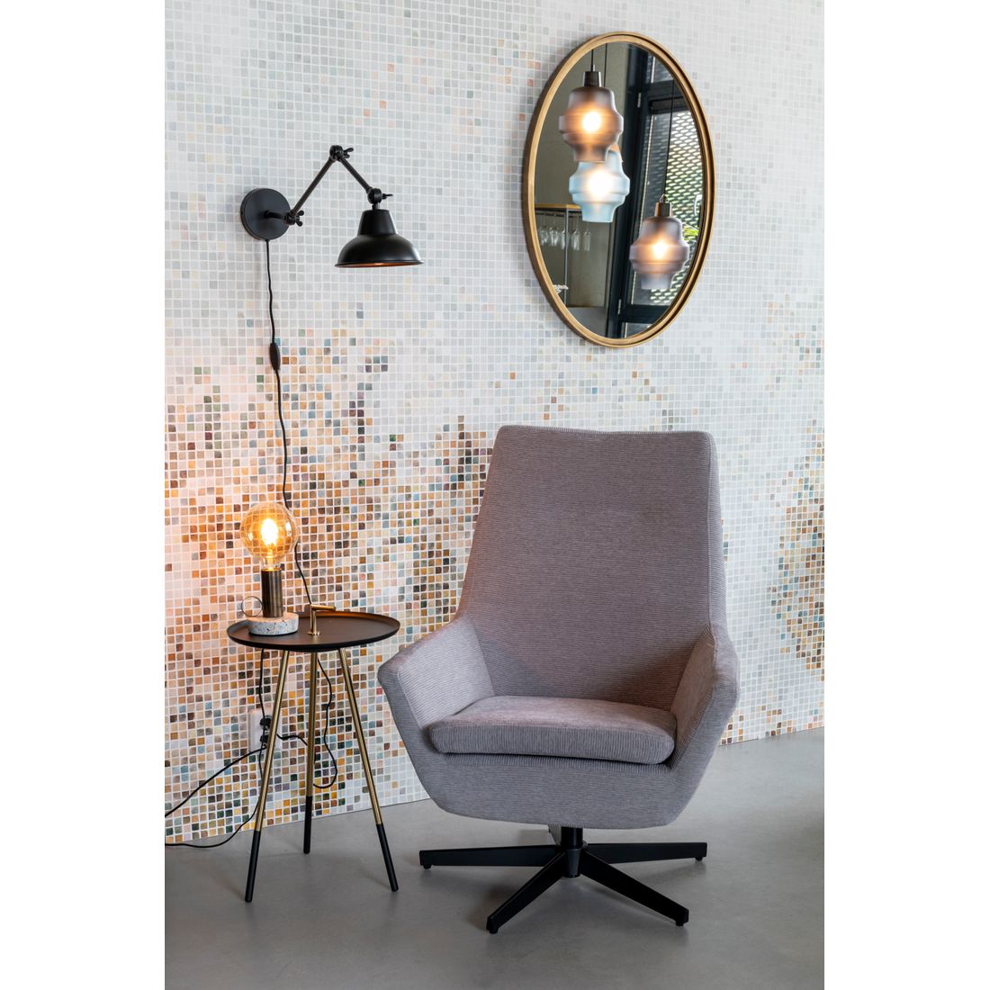 White Label Living Wandlamp Xavi Zwart