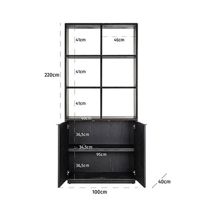 Richmond Interiors Blackbone Brass Boekenkast – 2 Deuren – Zwart/Brass