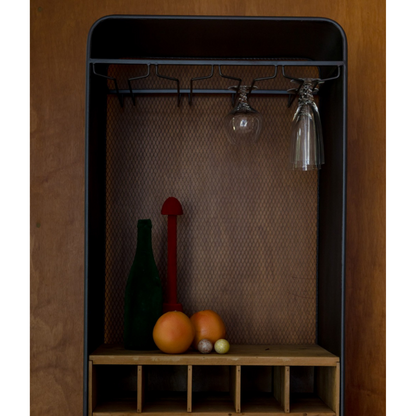 Dutchbone Vino Wijnkast – 56 x 170 cm – Hout en IJzer – Vintage Look