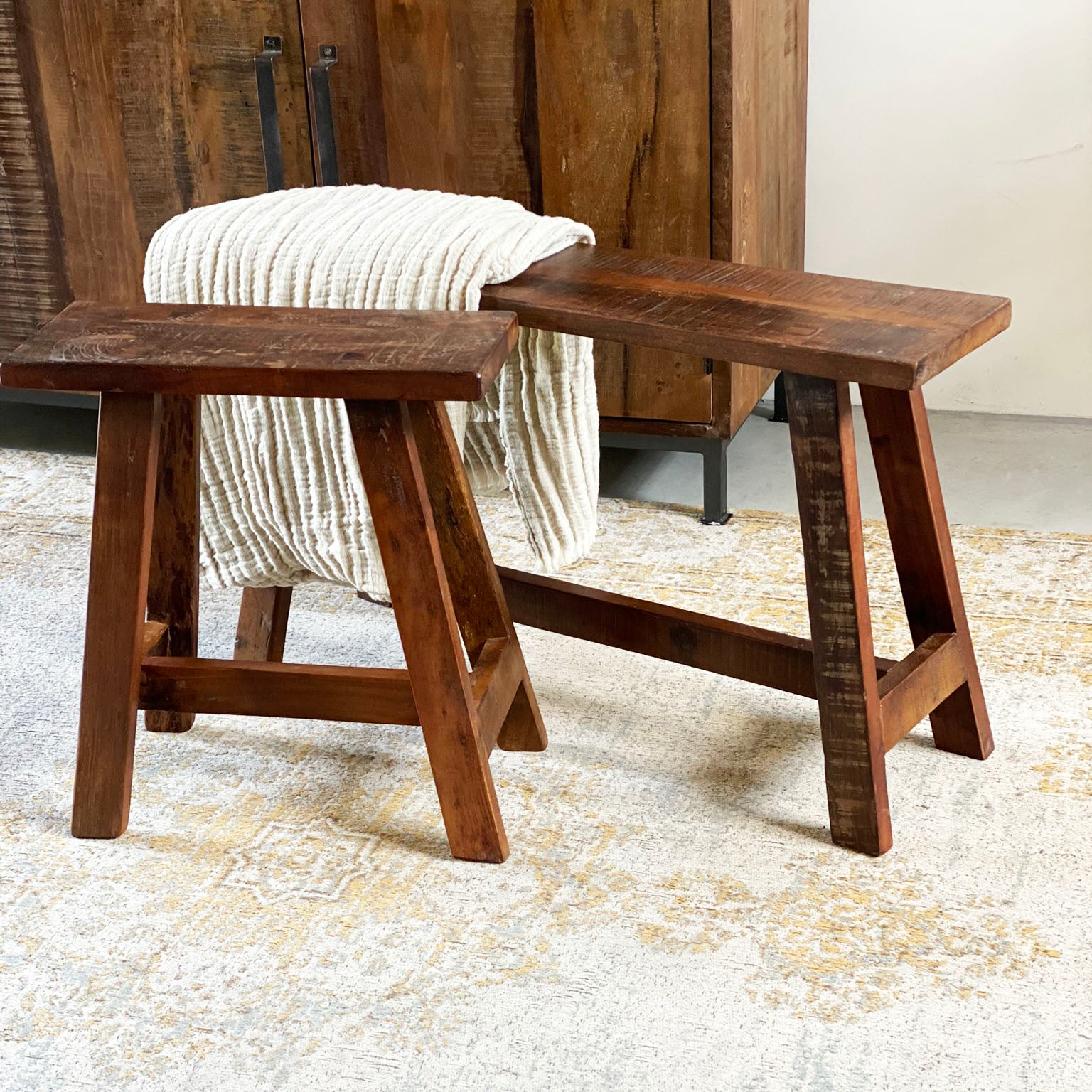 Raw Materials Bankje Hout Bruin Groot