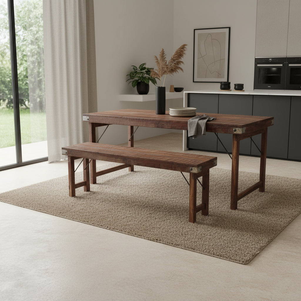 Raw Materials Inklapbare Eetkamerbank - Fsc-Gerecycled Hout - 120 Cm