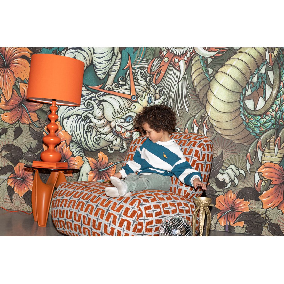Bold Monkey Fauteuil Ritz Beige/Oranje - KwaliteitWonen.nl