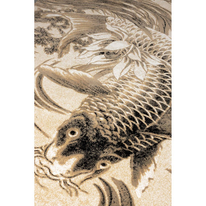 Bold Monkey Vloerkleed The Legend Of Koi 160x230cm Beige/Zwartgrijs - KwaliteitWonen.nl