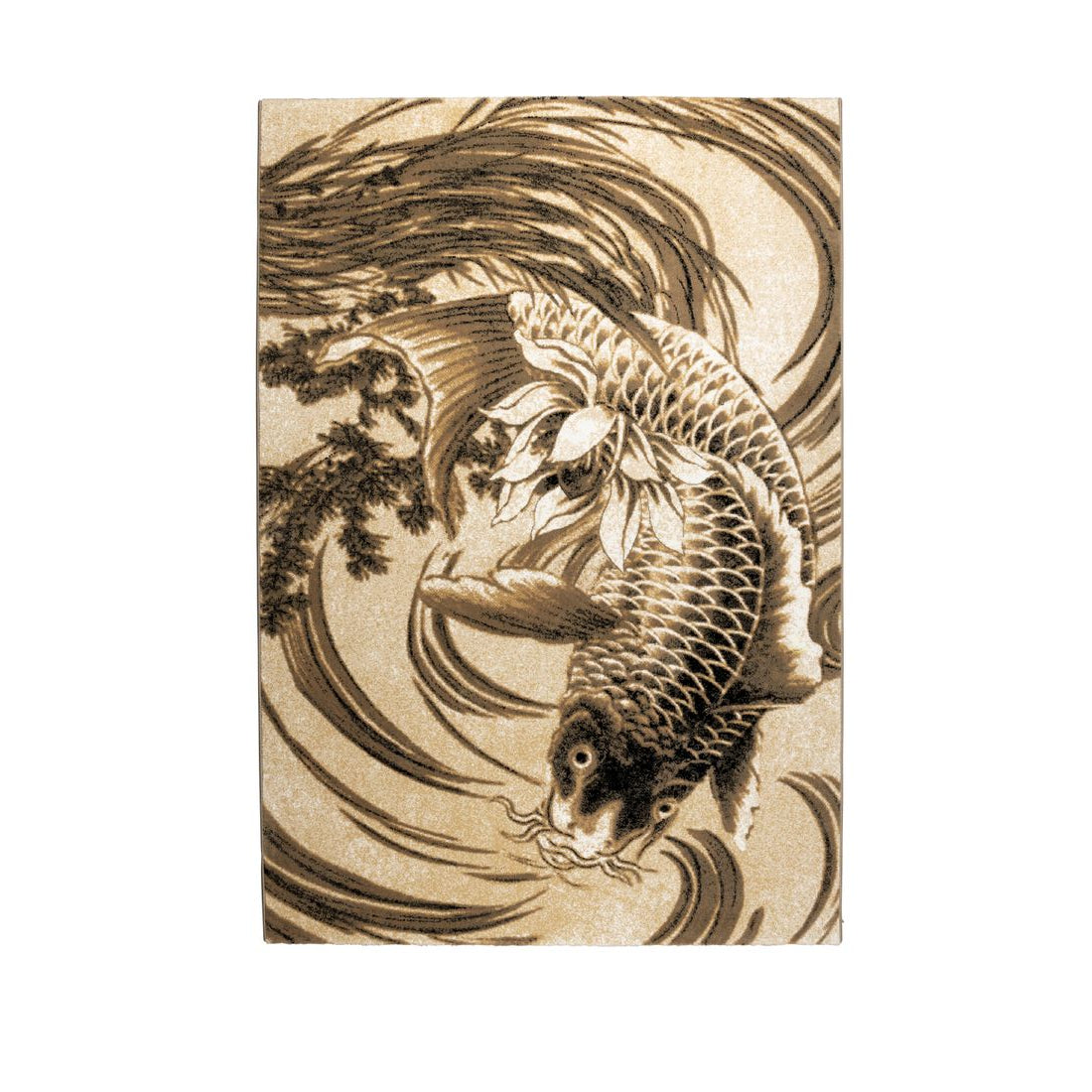 Bold Monkey Vloerkleed The Legend Of Koi 160x230cm Beige/Zwartgrijs-Kwaliteitwonen.nl