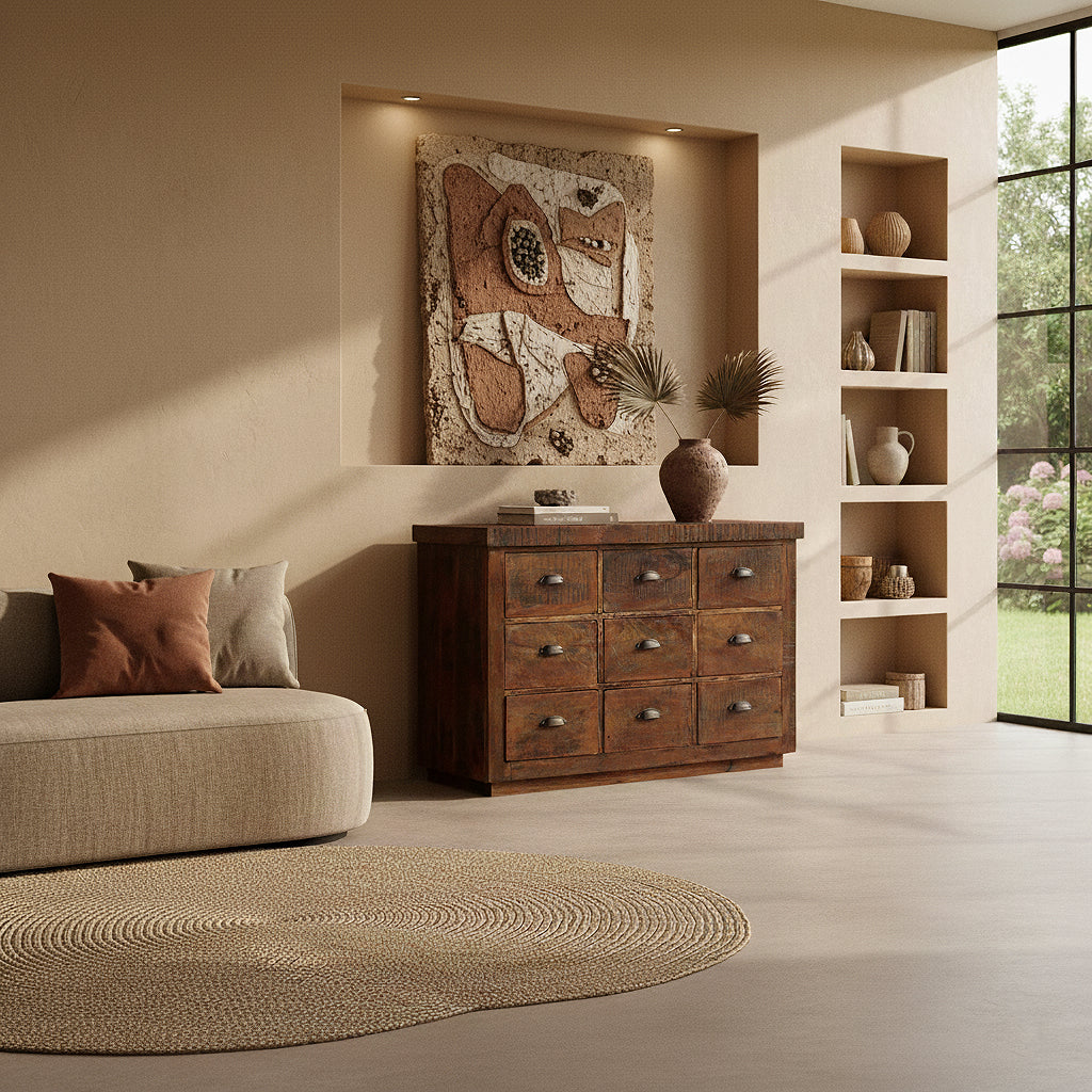 Raw Materials Dressoir Hout Bruin 9 Lades