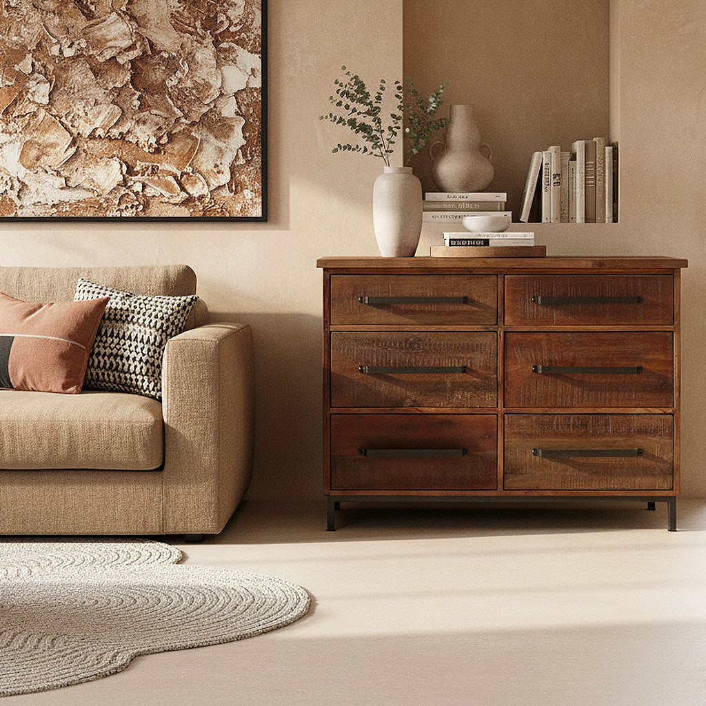 Raw Materials Dressoir Hout Bruin 6 Lades