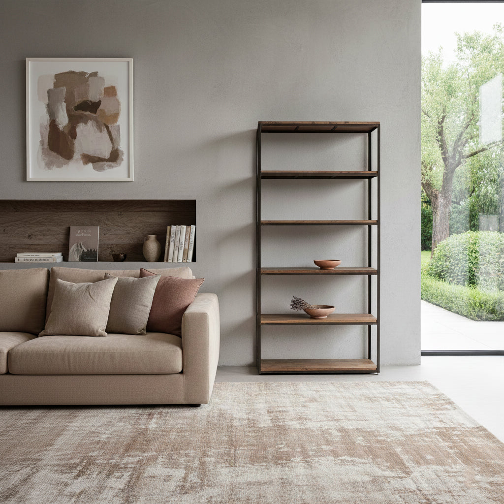 Raw Materials Boekenkast Fabriekshoog IJzeren Rek Met Houten Planken