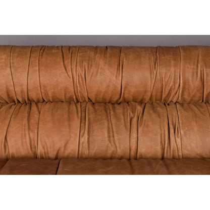 Dutchbone 3-zits Bank Douglas Wax Leer Cognac - KwaliteitWonen.nl