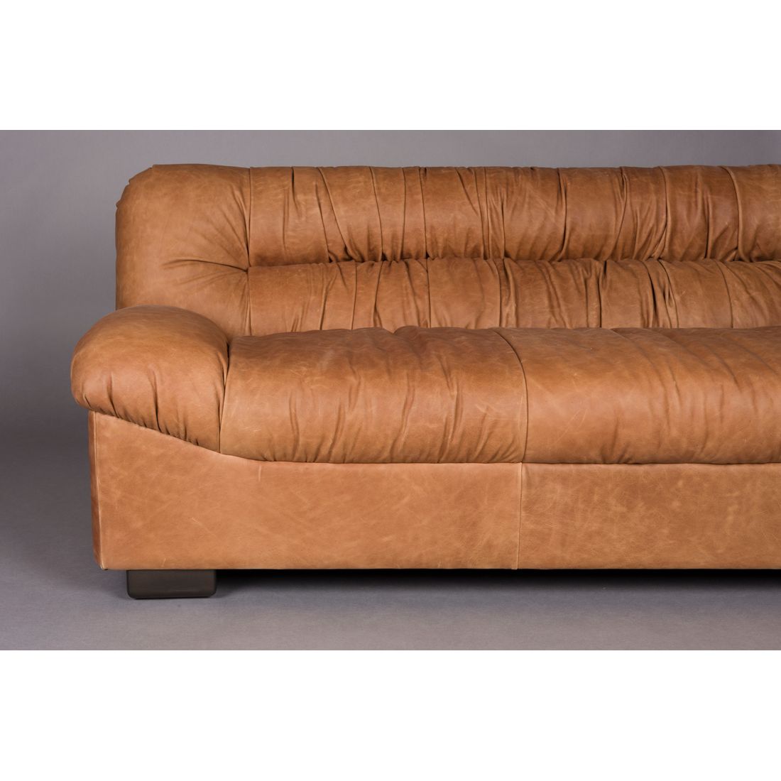Dutchbone 3-zits Bank Douglas Wax Leer Cognac - KwaliteitWonen.nl
