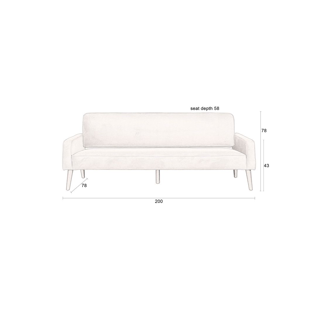 Dutchbone 3-zits Bank Preston Beige - KwaliteitWonen.nl