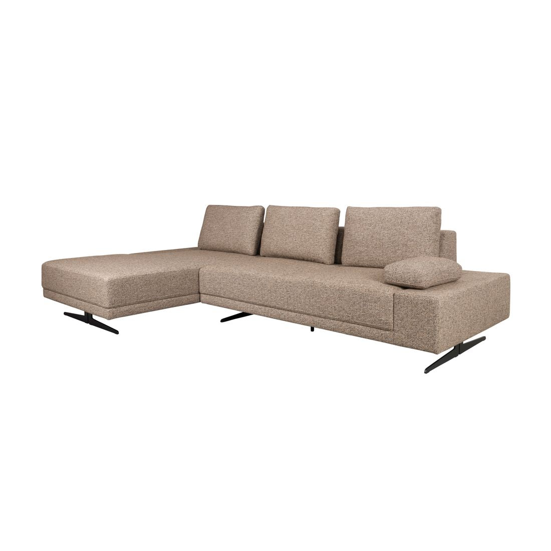 Dutchbone 3-zits Bank Shelly Beige + Chaise Longue Links - KwaliteitWonen.nl