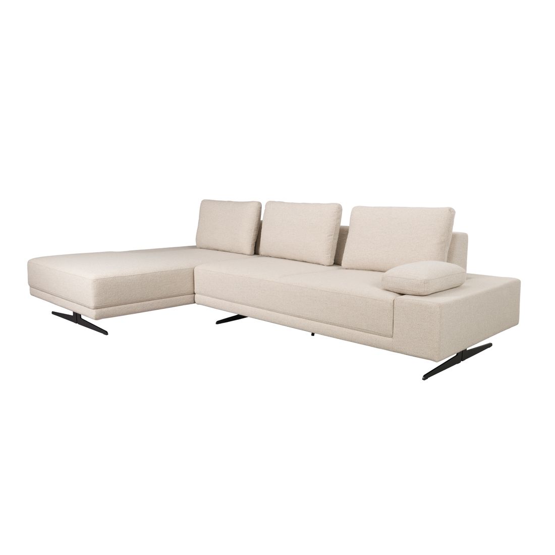 Dutchbone 3-zits Bank Shelly Wit + Chaise Longue Links - KwaliteitWonen.nl