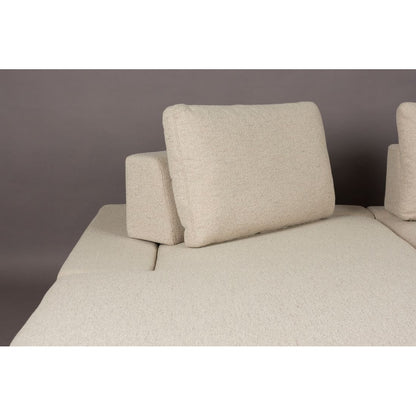 Dutchbone 3-zits Bank Shelly Wit + Chaise Longue Links - KwaliteitWonen.nl