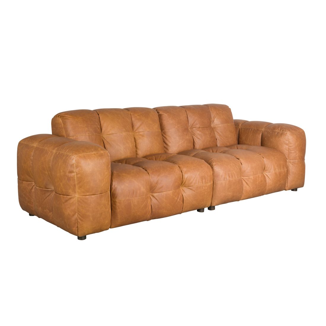 Dutchbone 3-zits bank Hackman Leer Cognac - KwaliteitWonen.nl