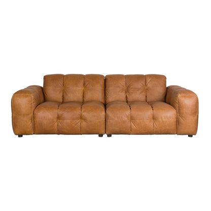 Dutchbone 3-zits bank Hackman Leer Cognac - KwaliteitWonen.nl