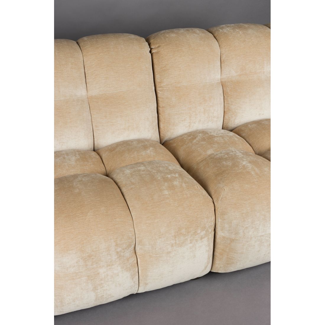 Dutchbone 3-zits bank Hackman Velours Beige - KwaliteitWonen.nl