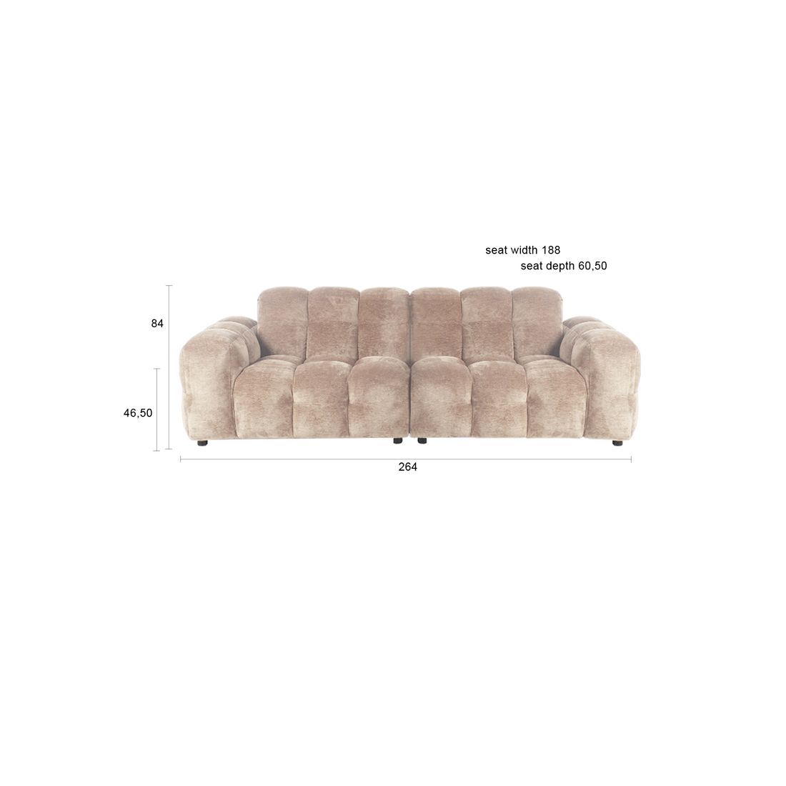 Dutchbone 3-zits bank Hackman Velours Beige - KwaliteitWonen.nl