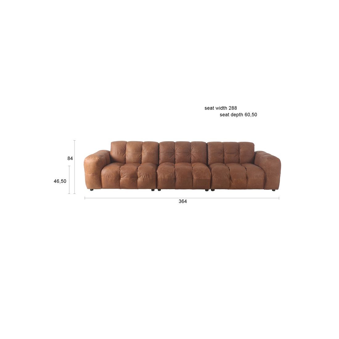 Dutchbone 4.5-zits bank Hackman Leer Cognac - KwaliteitWonen.nl