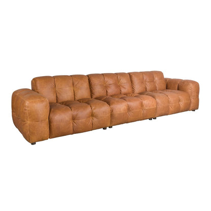 Dutchbone 4.5-zits bank Hackman Leer Cognac - KwaliteitWonen.nl