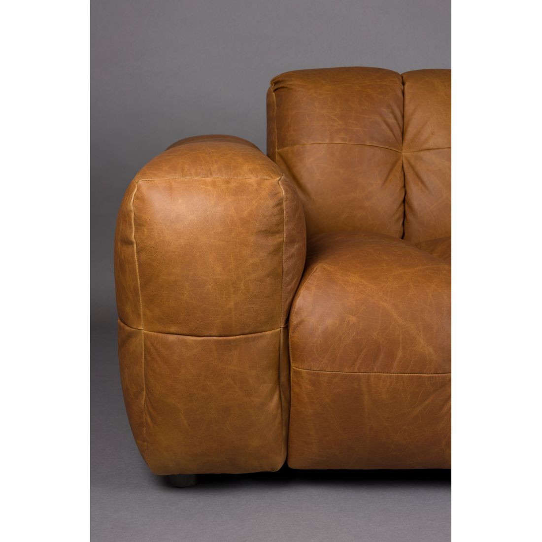 Dutchbone 4.5-zits bank Hackman Leer Cognac - KwaliteitWonen.nl