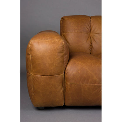 Dutchbone 4.5-zits bank Hackman Leer Cognac - KwaliteitWonen.nl