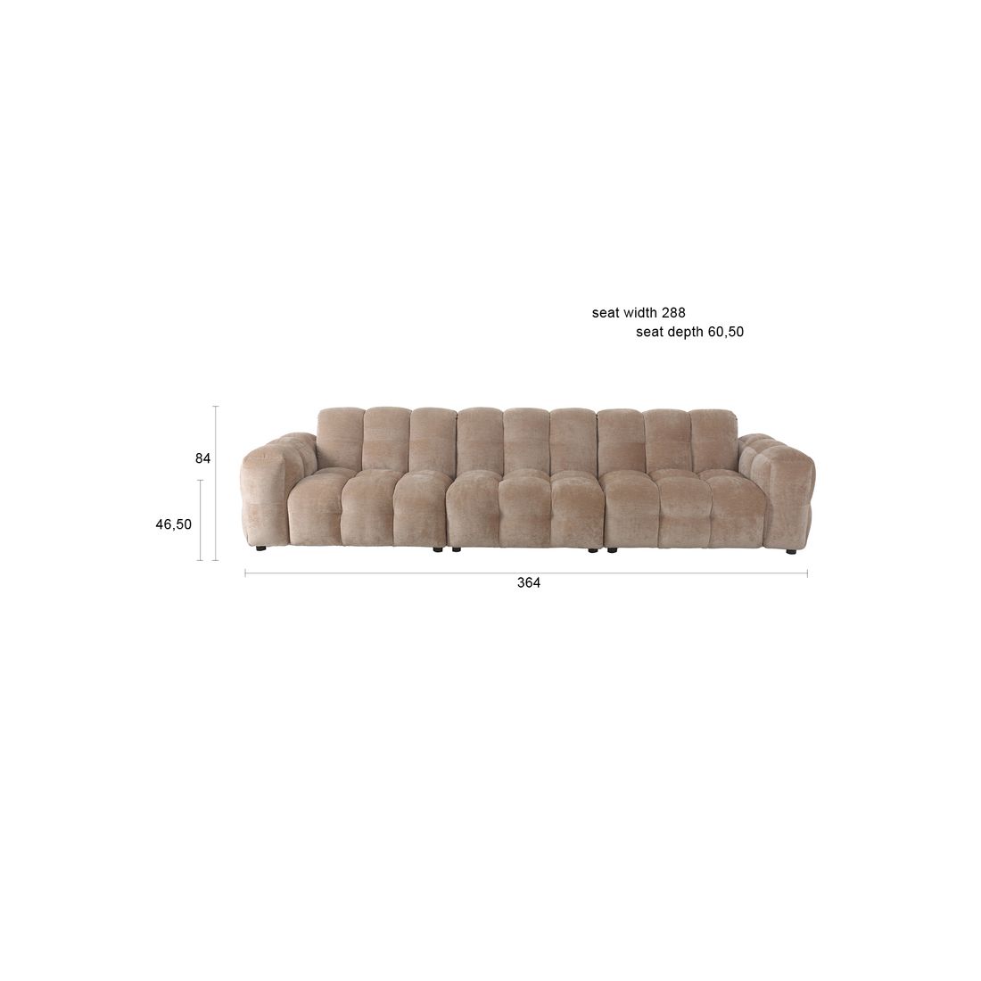 Dutchbone 4.5-zits bank Hackman Velours Beige - KwaliteitWonen.nl