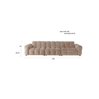 Dutchbone 4.5-zits bank Hackman Velours Beige - KwaliteitWonen.nl