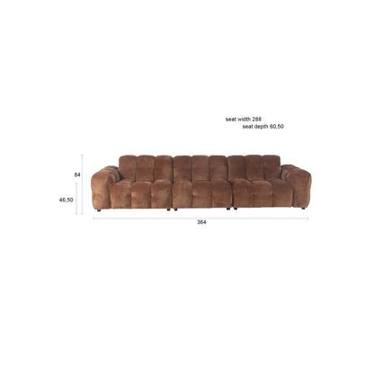 Dutchbone 4.5-zits bank Hackman Velours Cognac - KwaliteitWonen.nl