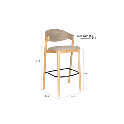 Dutchbone Barkruk Babington Beige Eiken - KwaliteitWonen.nl