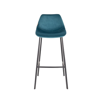 Dutchbone Barkruk Franky Velvet Blauw Hoog - KwaliteitWonen.nl