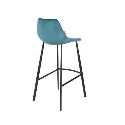 Dutchbone Barkruk Franky Velvet Blauw Hoog - KwaliteitWonen.nl