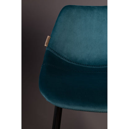 Dutchbone Barkruk Franky Velvet Blauw Hoog - KwaliteitWonen.nl