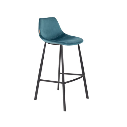 Dutchbone Barkruk Franky Velvet Blauw Hoog - KwaliteitWonen.nl