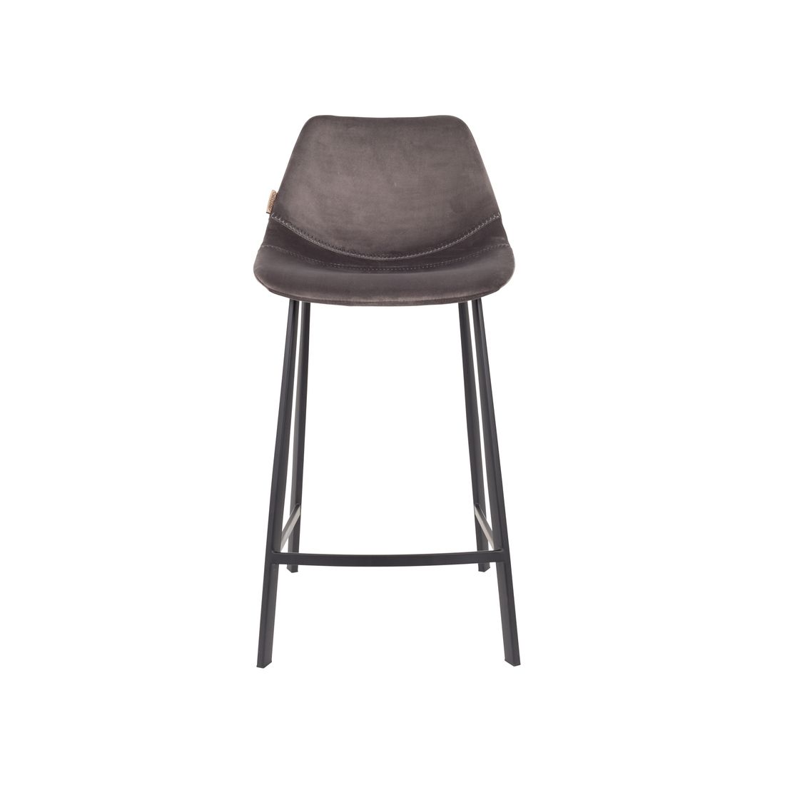 Dutchbone Barkruk Franky Velvet Grijs Medium - KwaliteitWonen.nl
