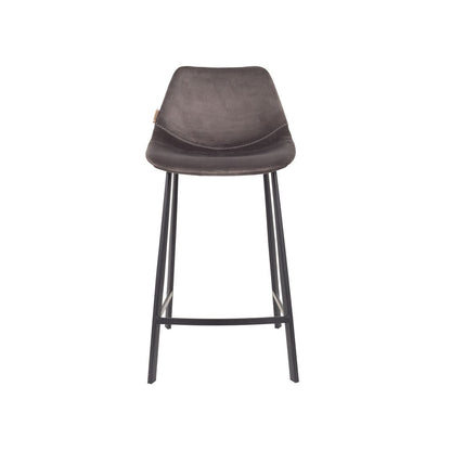 Dutchbone Barkruk Franky Velvet Grijs Medium - KwaliteitWonen.nl