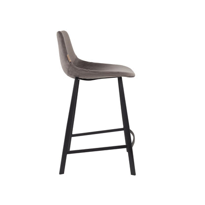 Dutchbone Barkruk Franky Velvet Grijs Medium - KwaliteitWonen.nl
