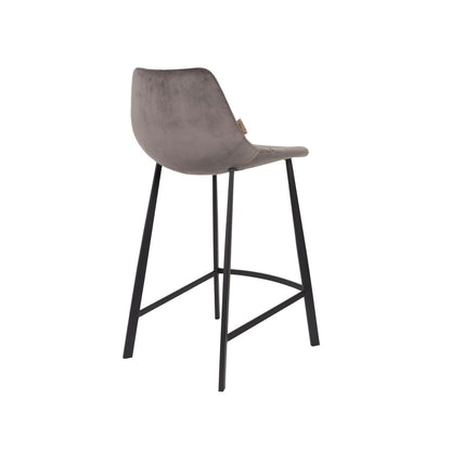 Dutchbone Barkruk Franky Velvet Grijs Medium - KwaliteitWonen.nl
