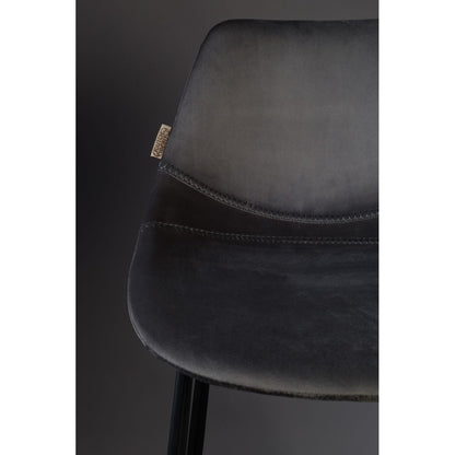 Dutchbone Barkruk Franky Velvet Grijs Medium - KwaliteitWonen.nl