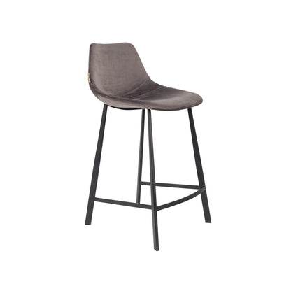 Dutchbone Barkruk Franky Velvet Grijs Medium - KwaliteitWonen.nl