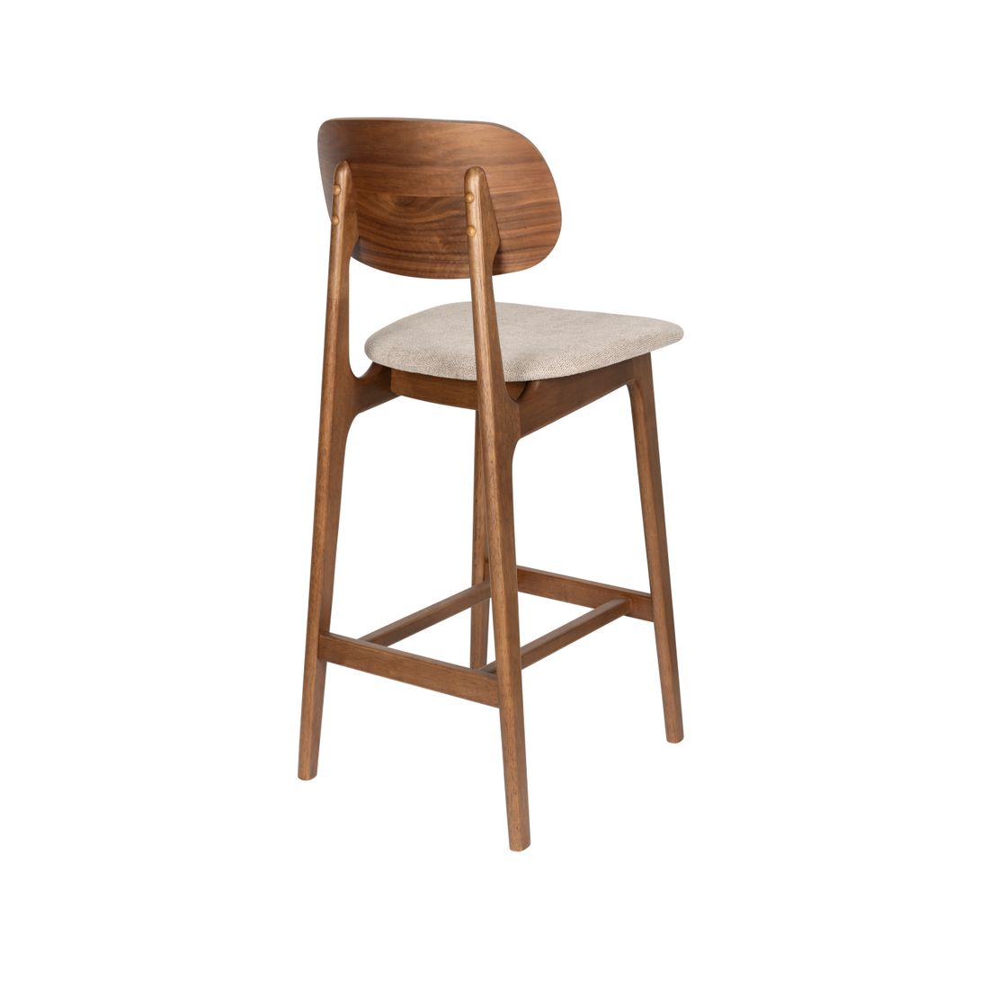 Dutchbone Barkruk Marais Walnoot / Beige - KwaliteitWonen.nl