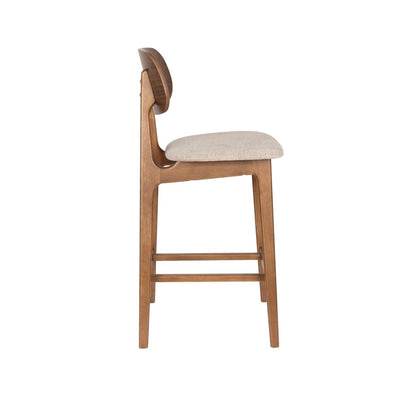 Dutchbone Barkruk Marais Walnoot / Beige - KwaliteitWonen.nl