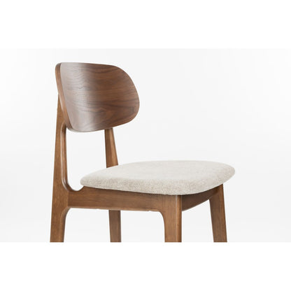 Dutchbone Barkruk Marais Walnoot / Beige - KwaliteitWonen.nl