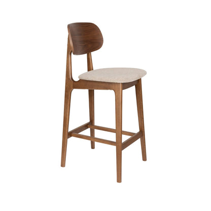 Dutchbone Barkruk Marais Walnoot / Beige - KwaliteitWonen.nl