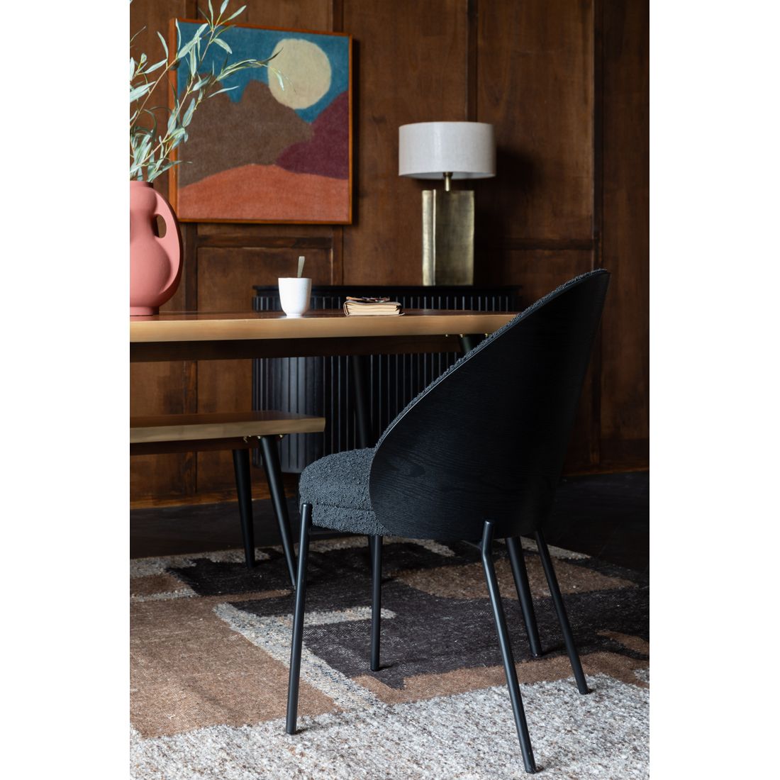 Dutchbone Chair Rodin Bouclé Black - KwaliteitWonen.nl