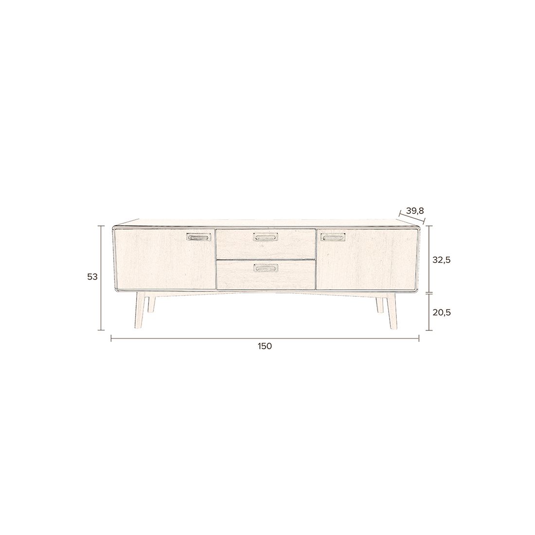 Dutchbone Dressoir Juju Laag Walnoothout - KwaliteitWonen.nl