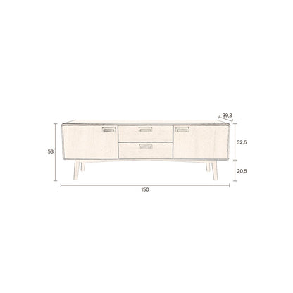 Dutchbone Dressoir Juju Laag Walnoothout - KwaliteitWonen.nl