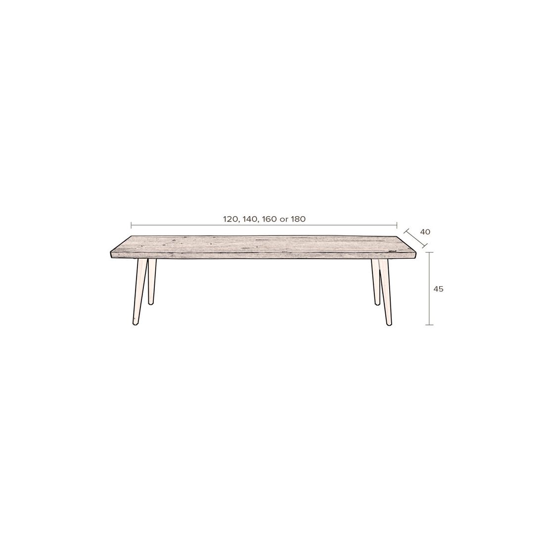 Dutchbone Eeetkamerbank Alagon 180x40cm - KwaliteitWonen.nl